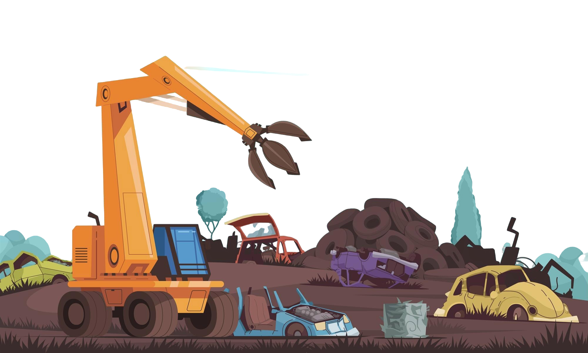 Worker wearing a helmet and vest clearing rubble in Malatya, Türkiye.